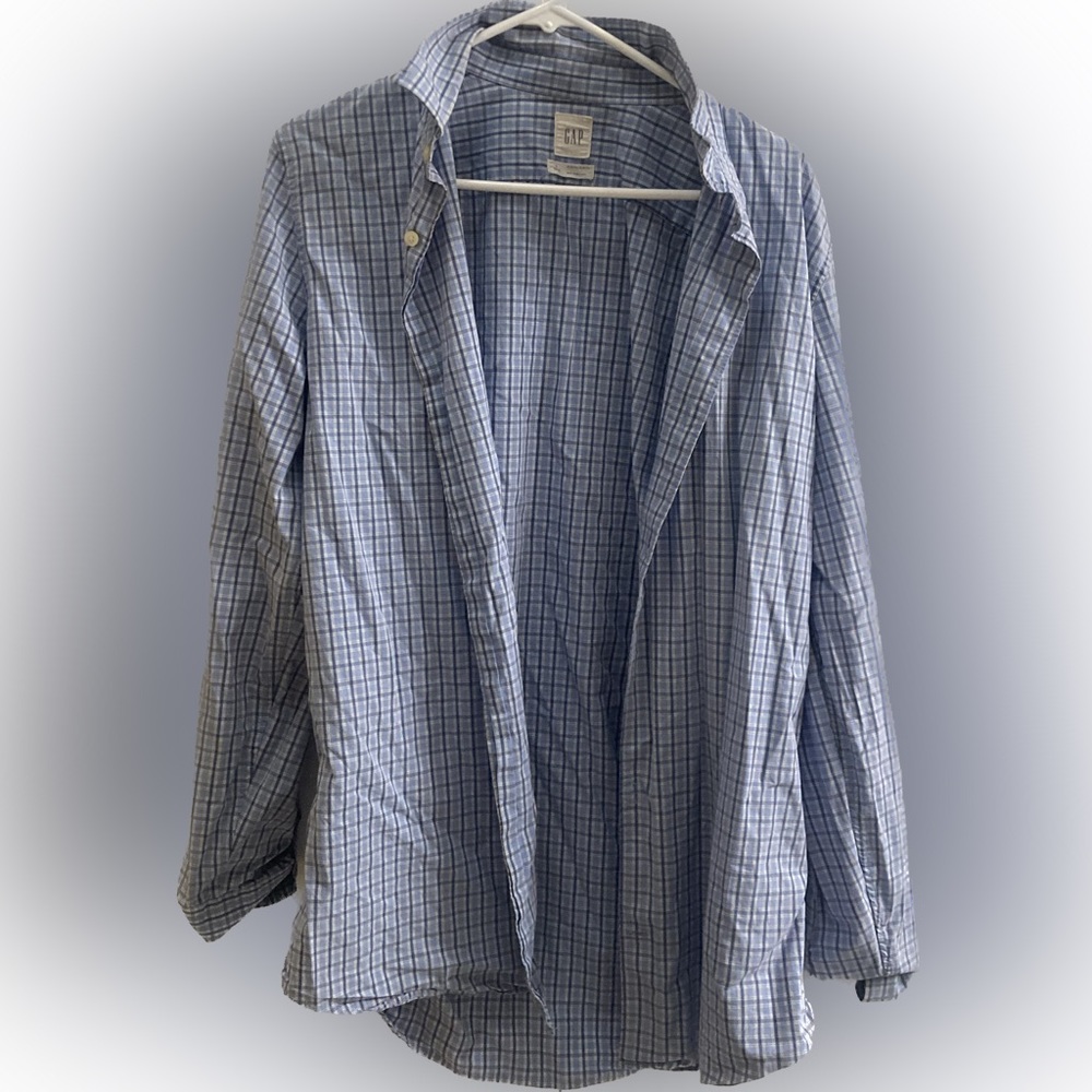 Blue plaid button up.